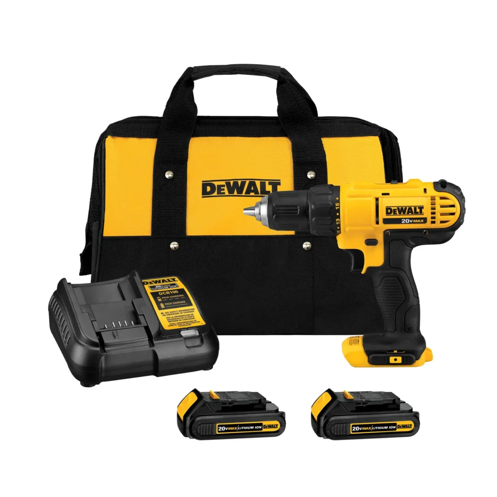 DEWALT 20V MAX Cordless Drill/Driver Kit (DCD771C2) with 2 Batteries